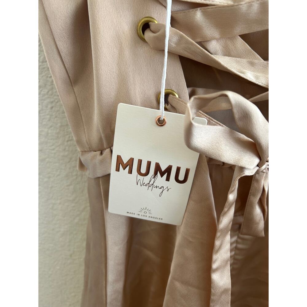 Show Me Your Mumu Lady Corset Dress in Champagne Luxe Satin M NWT - Picture 5 of 7